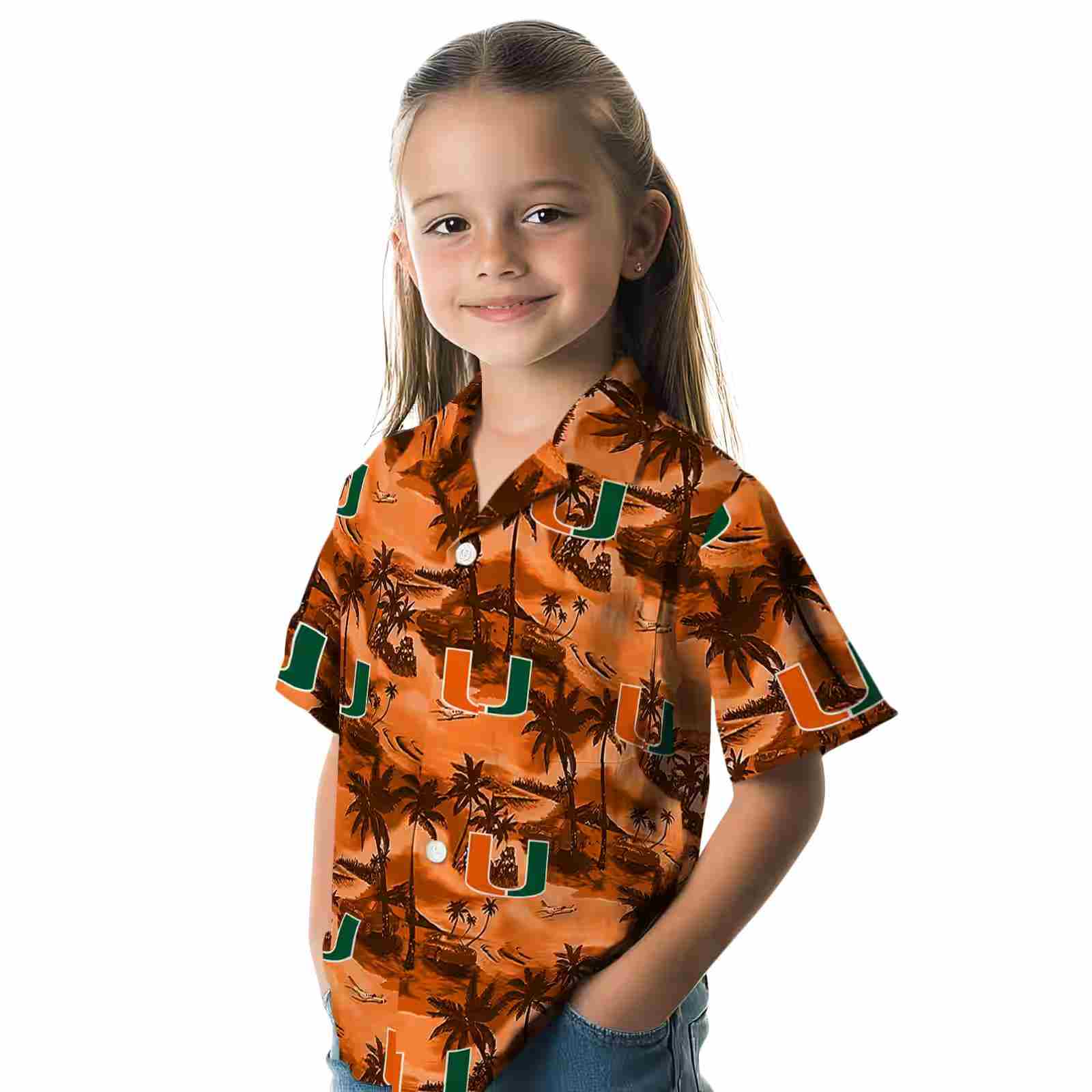 miami hurricanes coastal palms orange hawaiian shirt premium grade