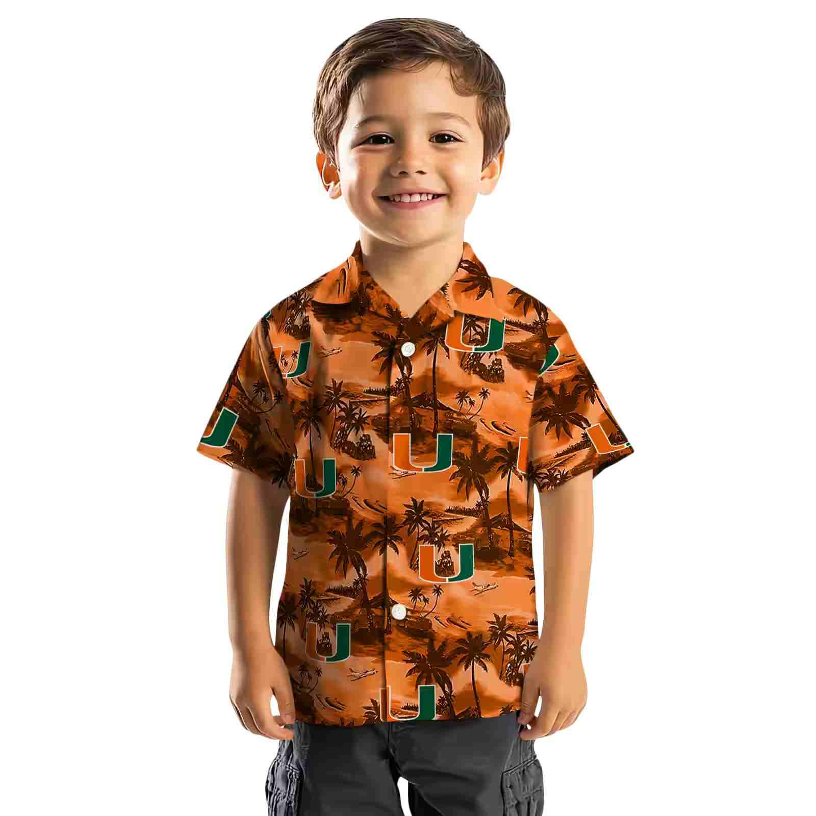 miami hurricanes coastal palms orange hawaiian shirt top rated