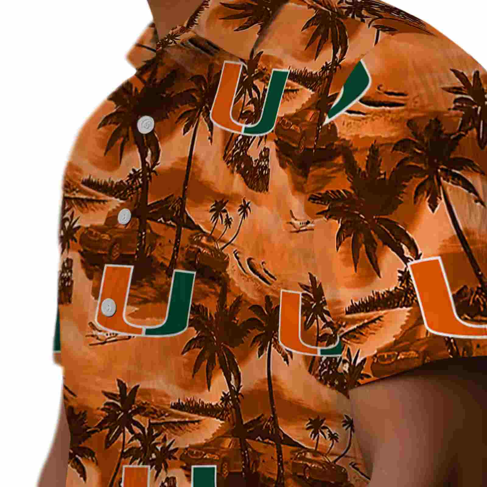 miami hurricanes coastal palms orange hawaiian shirt trendy