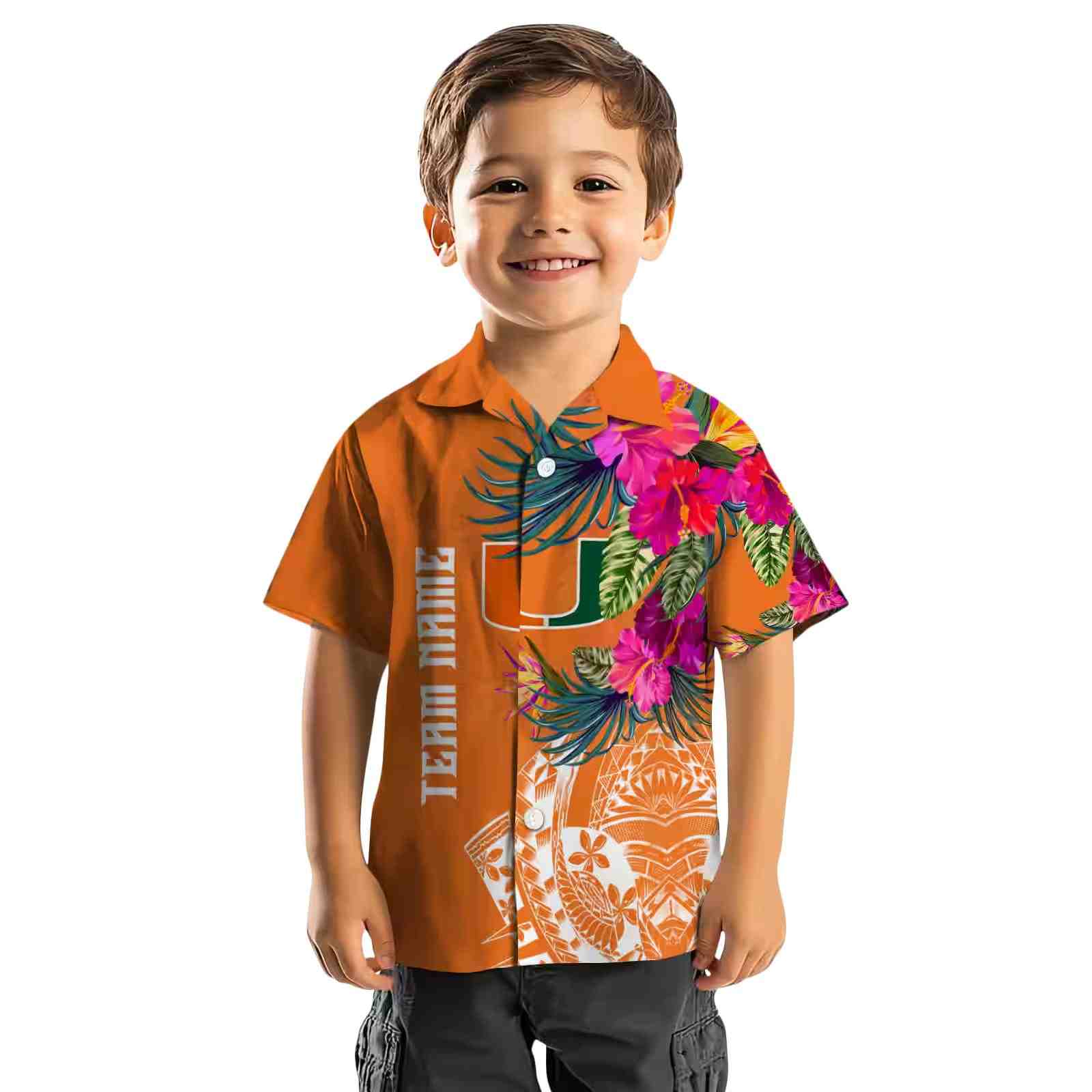 miami hurricanes floral polynesian orange hawaiian shirt top rated