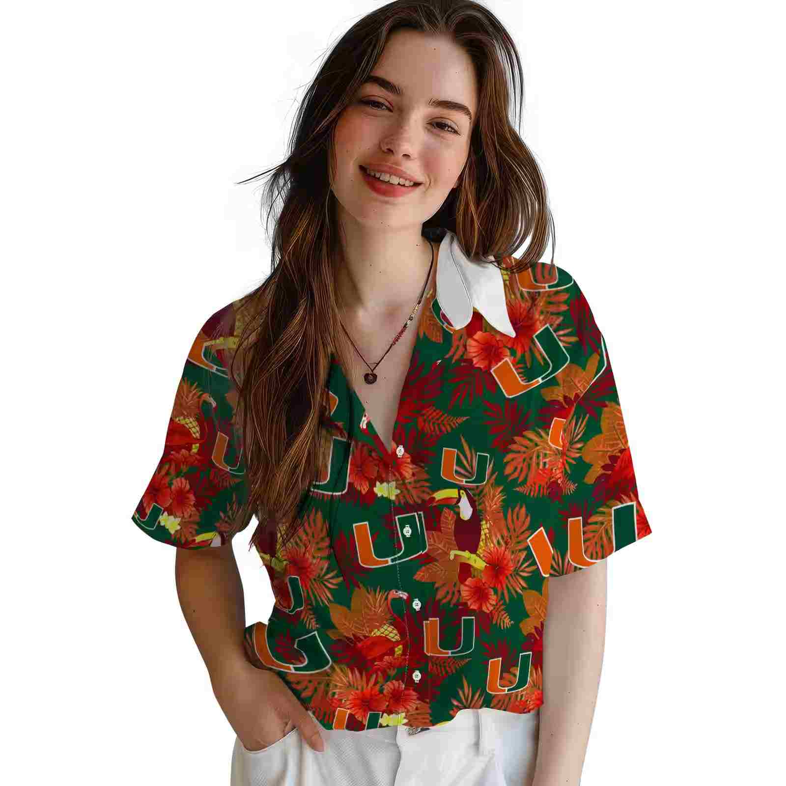 miami hurricanes floral toucan orange red hawaiian shirt latest model