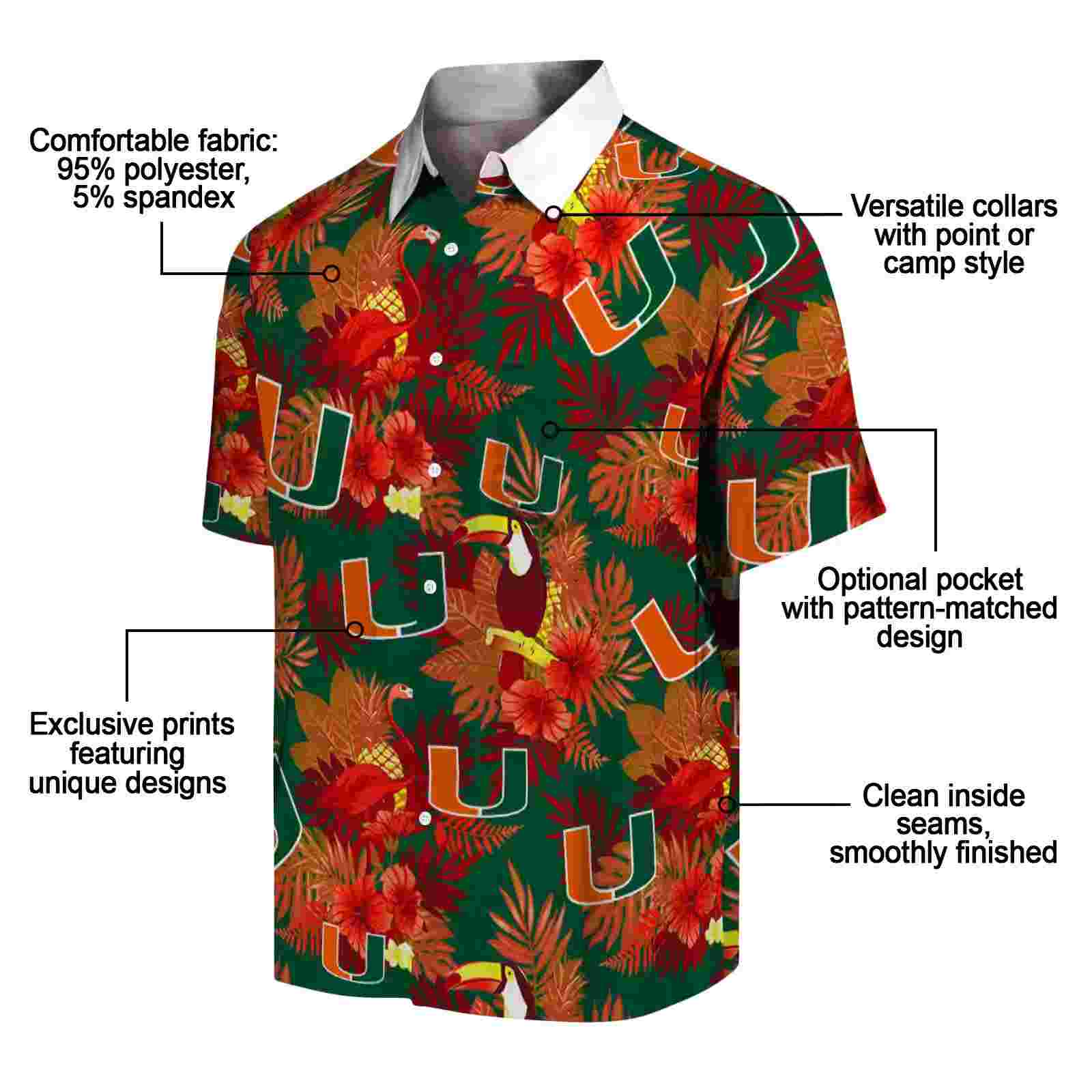 miami hurricanes floral toucan orange red hawaiian shirt new arrival