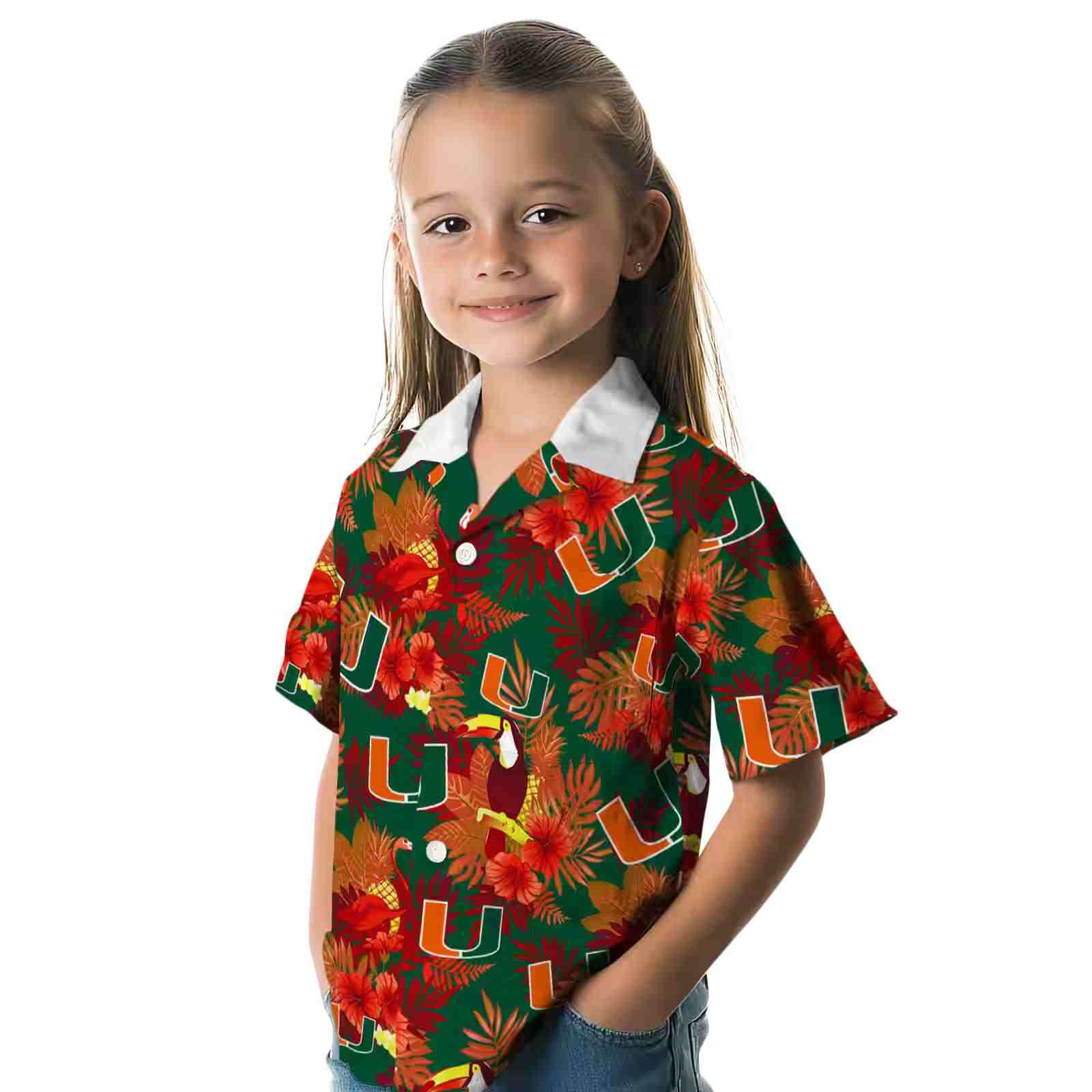 miami hurricanes floral toucan orange red hawaiian shirt premium grade