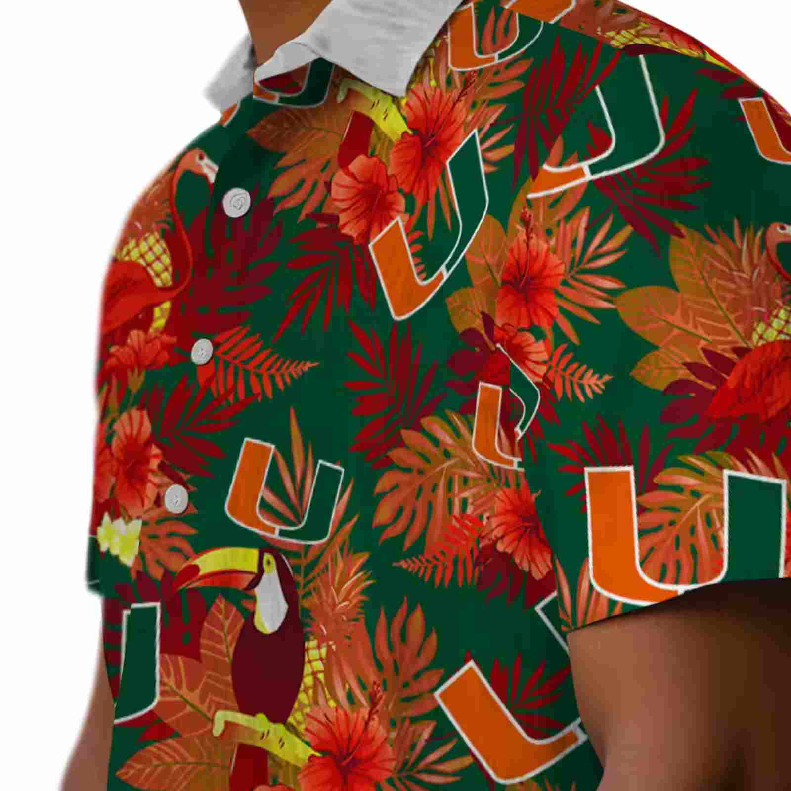 miami hurricanes floral toucan orange red hawaiian shirt trendy