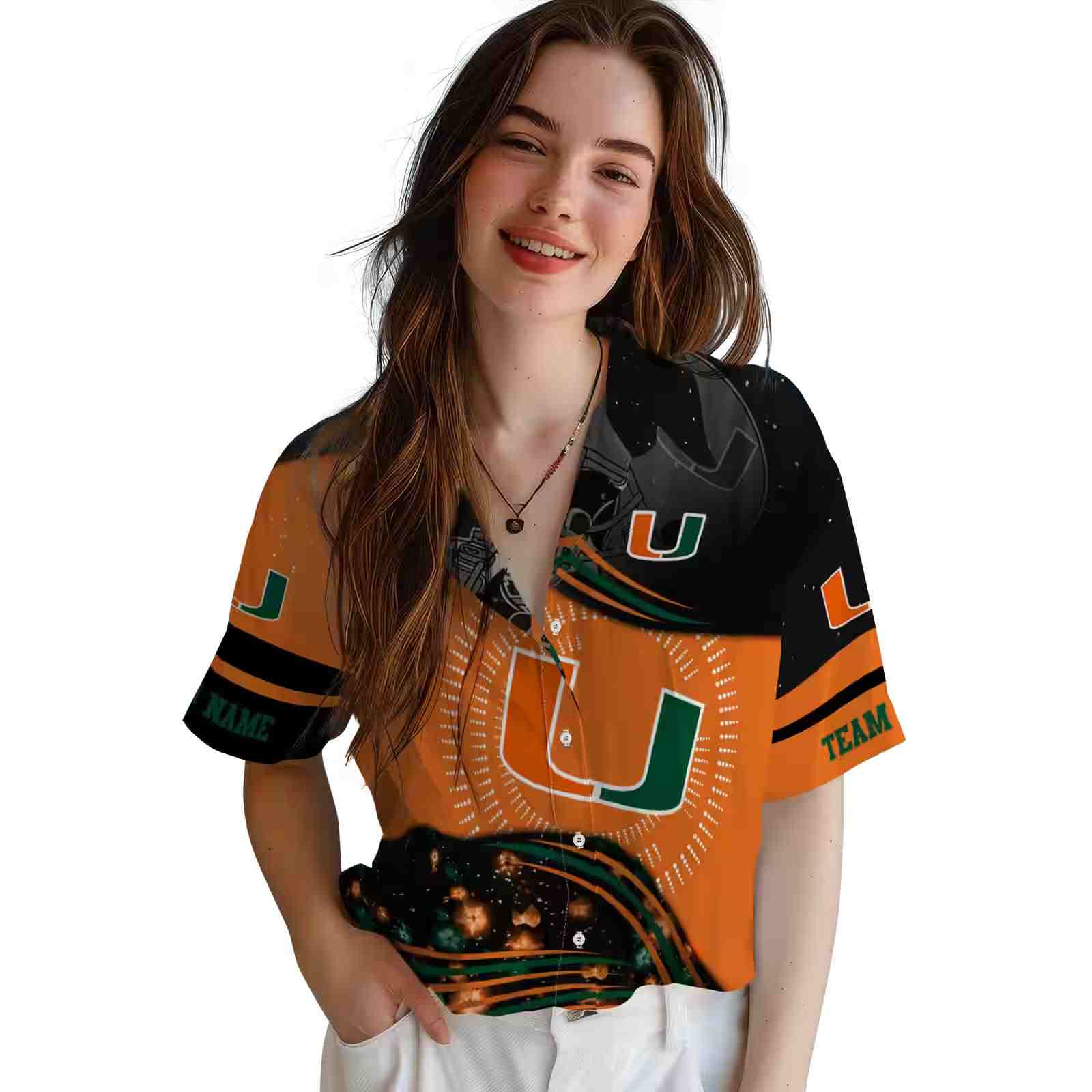 miami hurricanes football wave orange black hawaiian shirt latest model