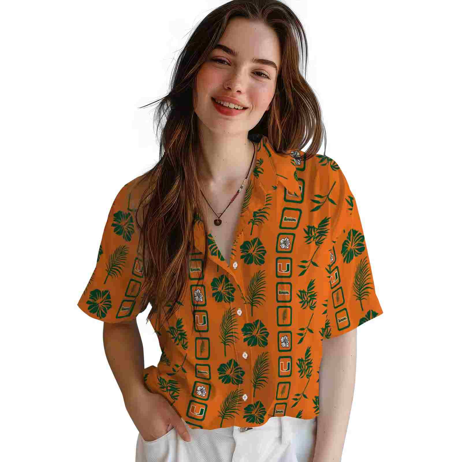 miami hurricanes framed floral orange hawaiian shirt latest model