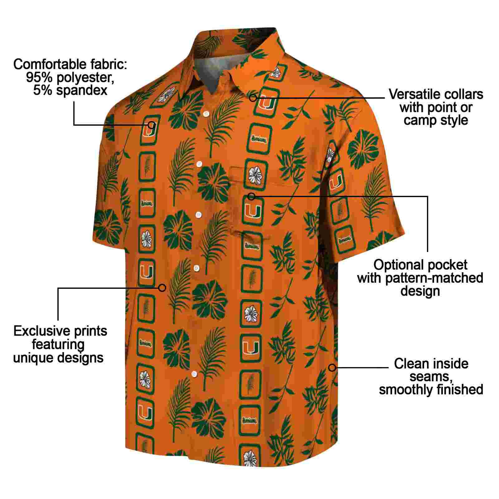 miami hurricanes framed floral orange hawaiian shirt new arrival