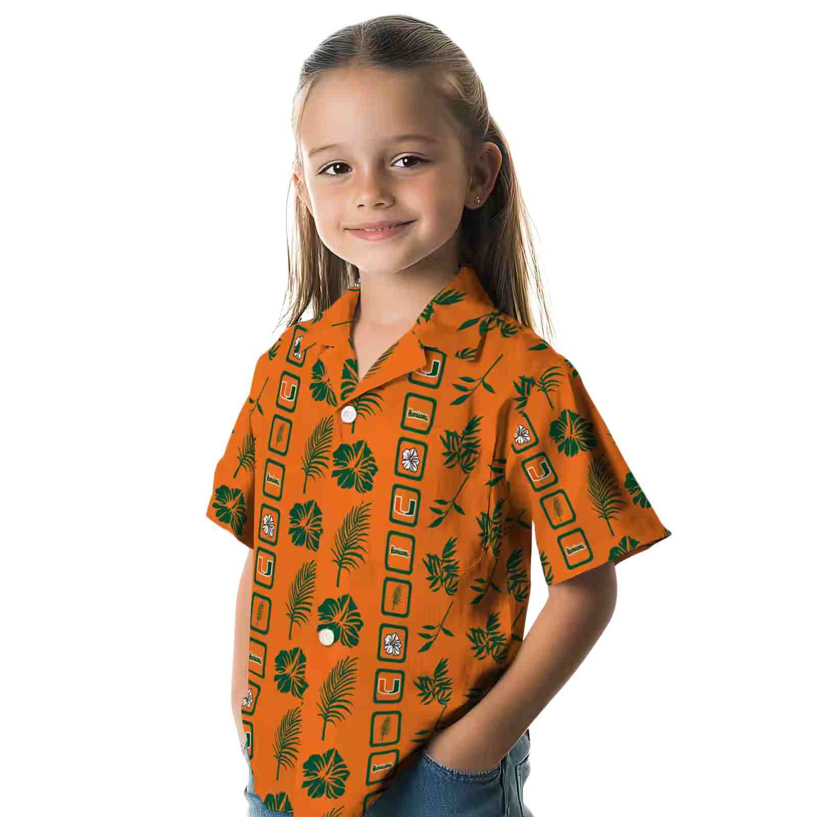 miami hurricanes framed floral orange hawaiian shirt premium grade