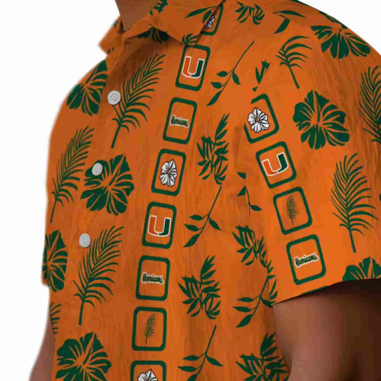 miami hurricanes framed floral orange hawaiian shirt trendy