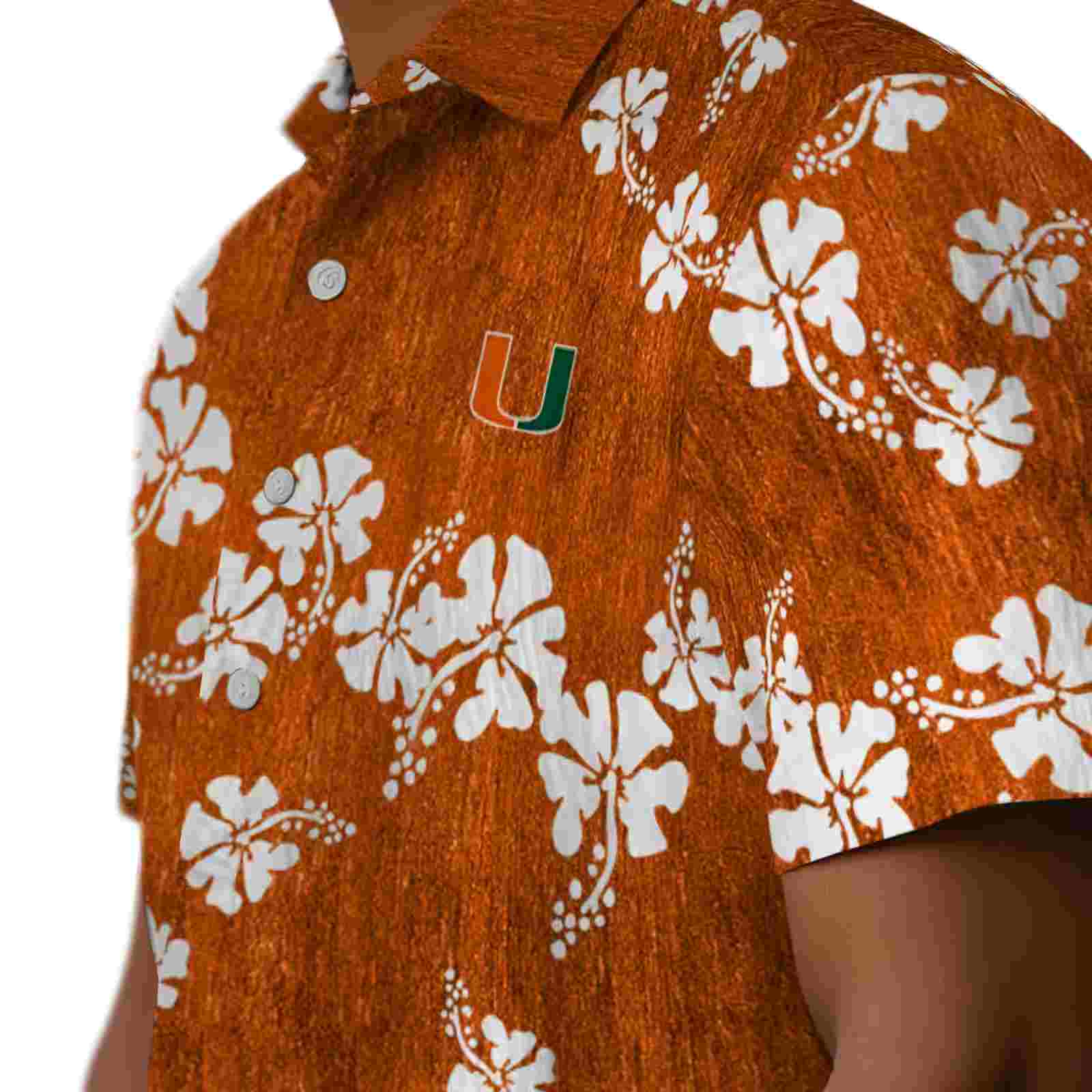 miami hurricanes hibiscus clusters orange hawaiian shirt trendy