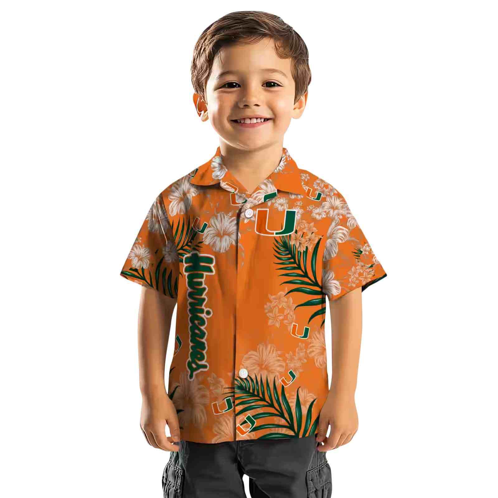 miami hurricanes hibiscus print orange hawaiian shirt top rated