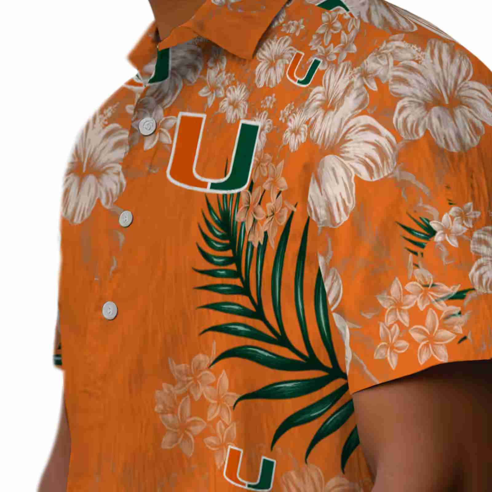 miami hurricanes hibiscus print orange hawaiian shirt trendy