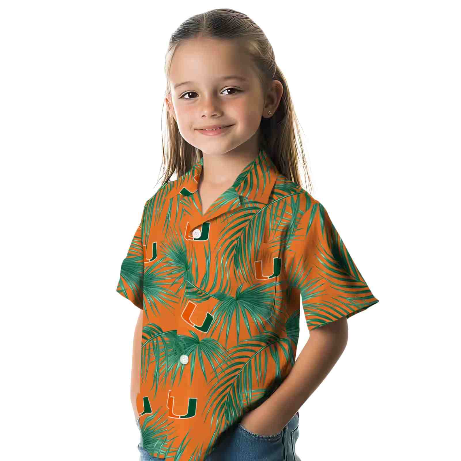 miami hurricanes leafy palms orange hawaiian shirt premium grade