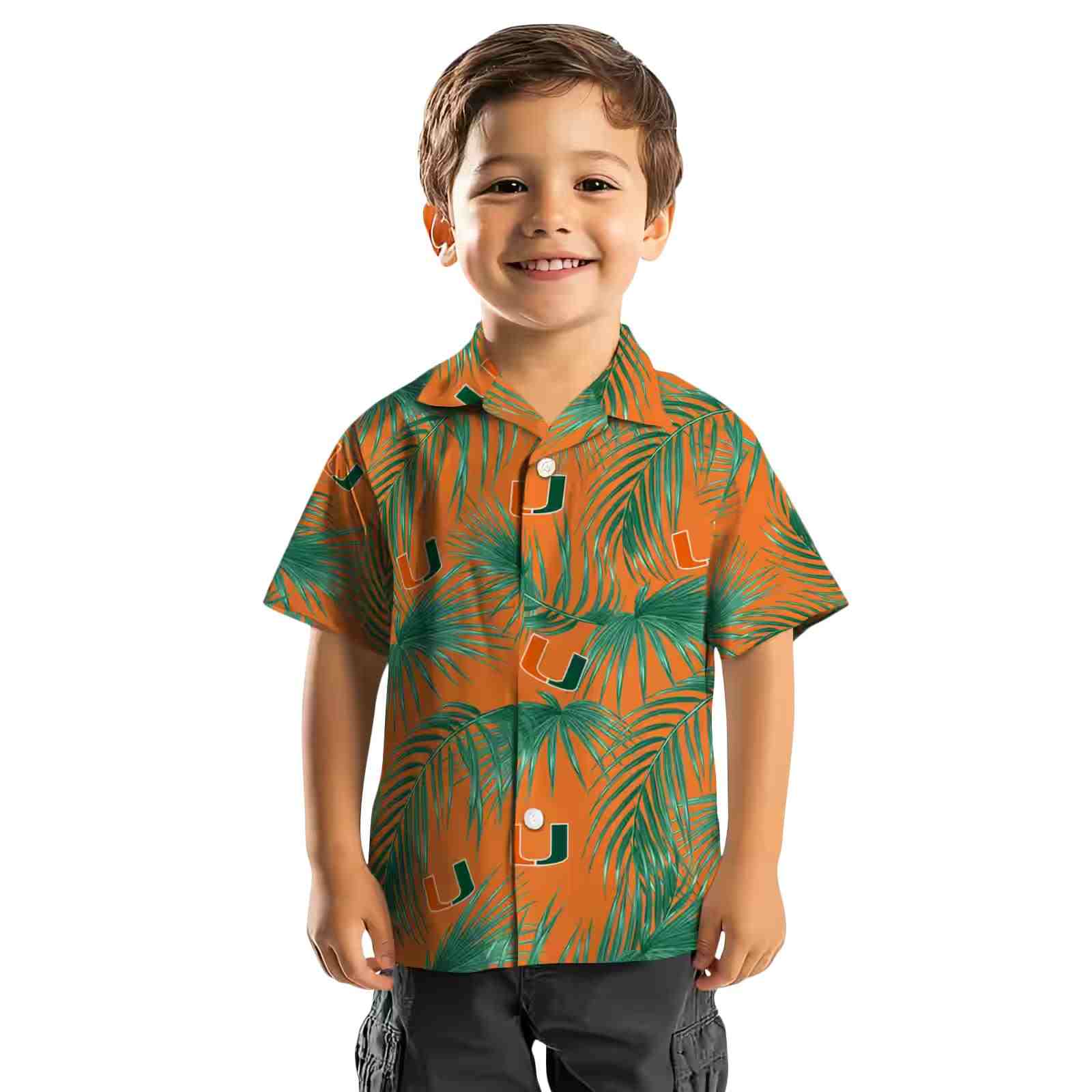 miami hurricanes leafy palms orange hawaiian shirt top rated