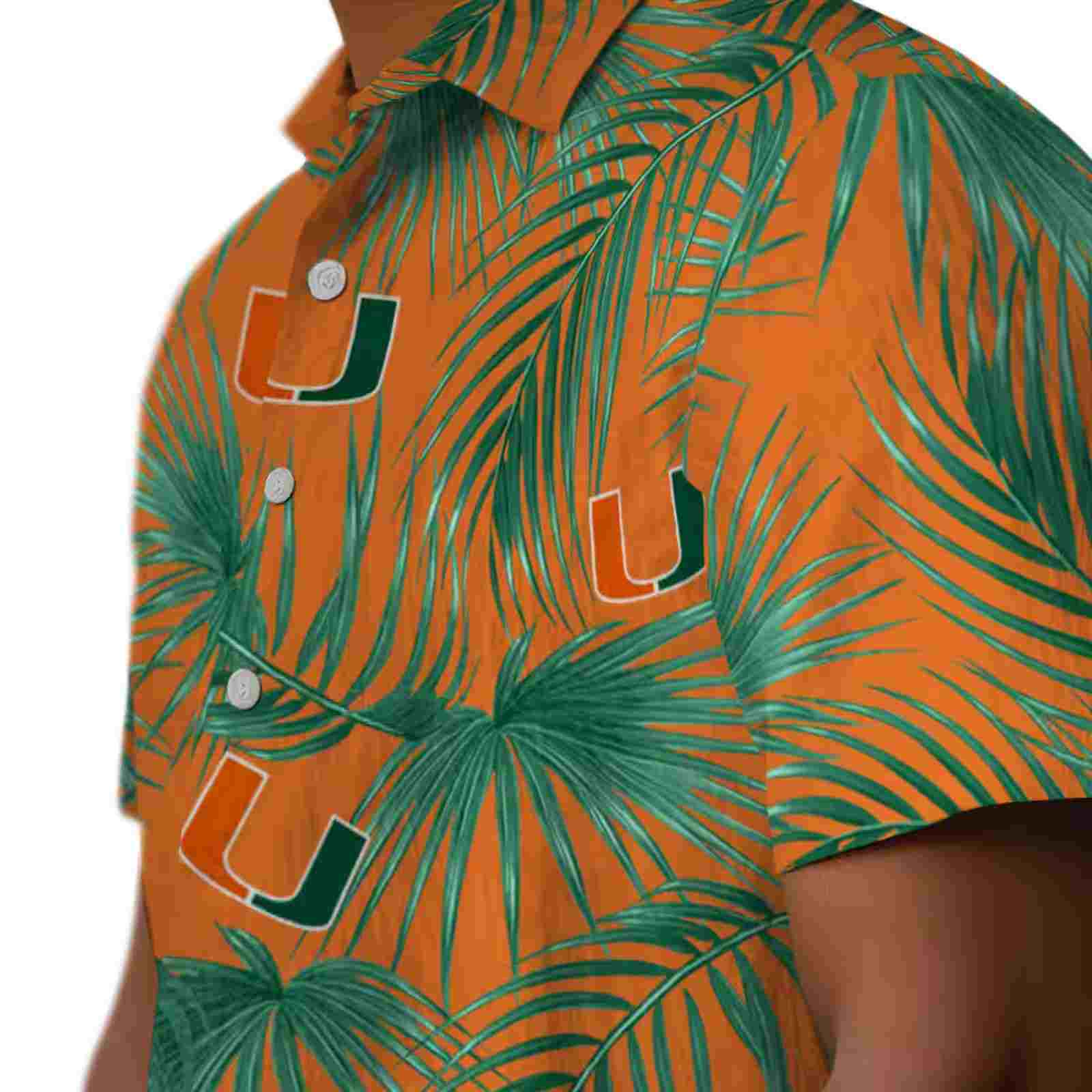 miami hurricanes leafy palms orange hawaiian shirt trendy