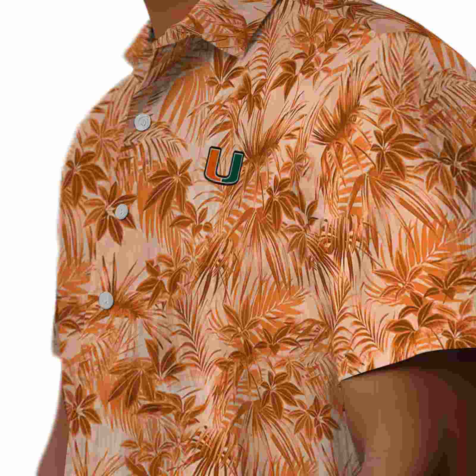 miami hurricanes leafy pattern orange hawaiian shirt trendy