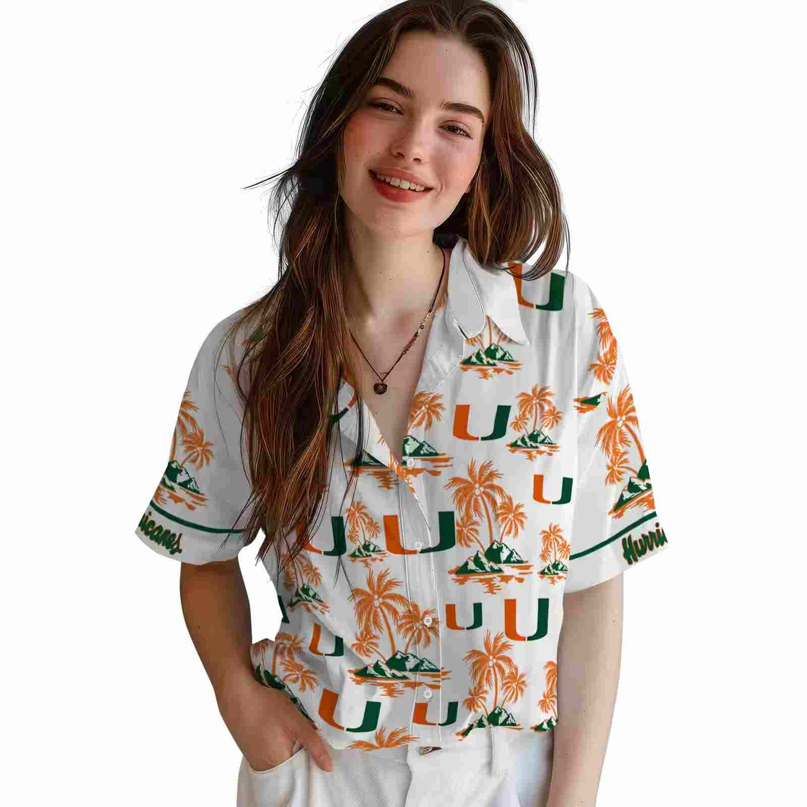 miami hurricanes palm island print orange white hawaiian shirt latest model