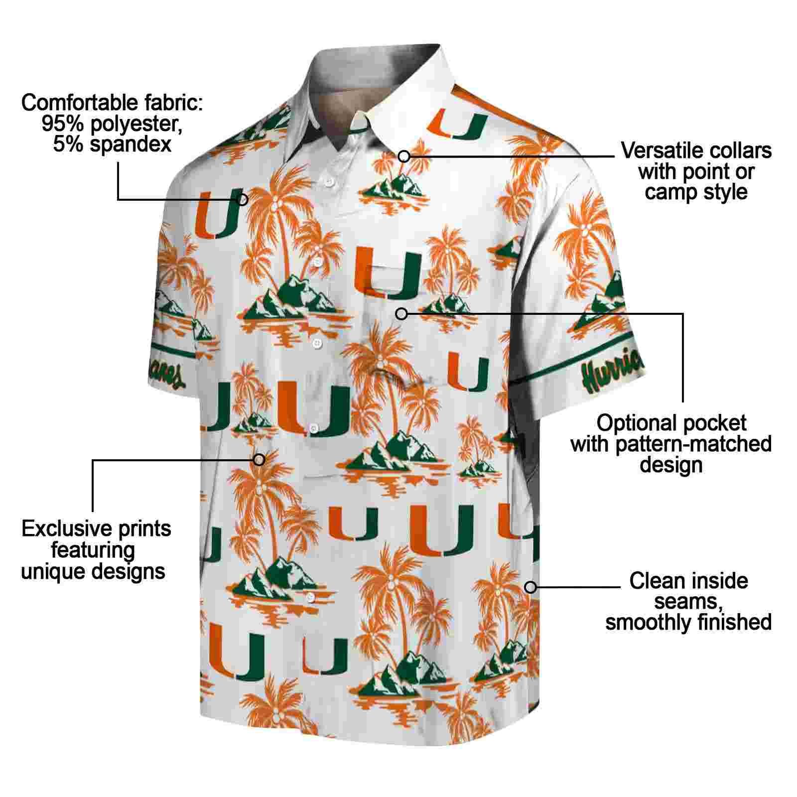 miami hurricanes palm island print orange white hawaiian shirt new arrival