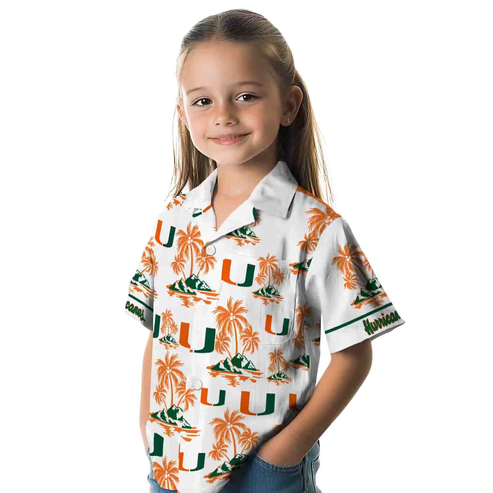 miami hurricanes palm island print orange white hawaiian shirt premium grade