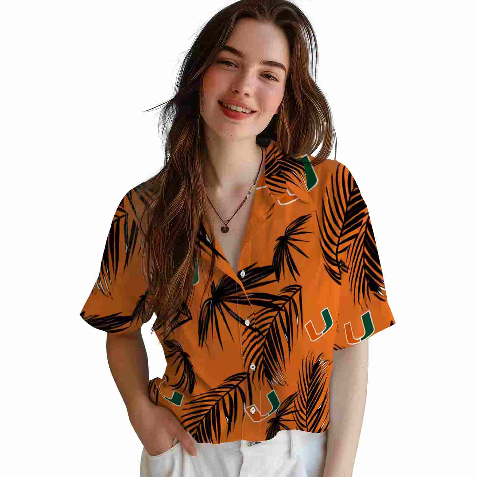 miami hurricanes palm leaf orange hawaiian shirt latest model