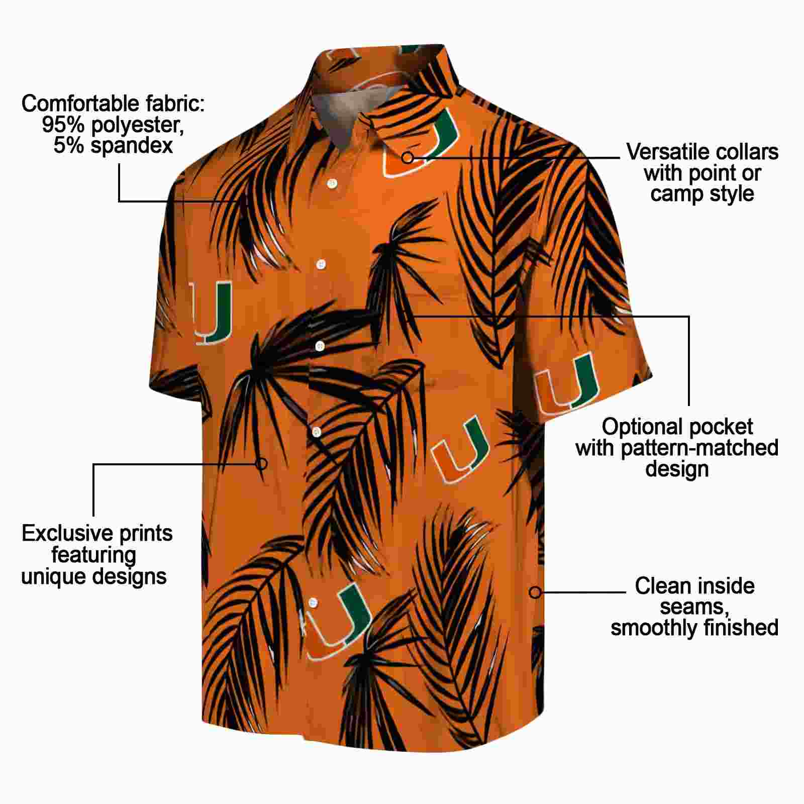 miami hurricanes palm leaf orange hawaiian shirt new arrival