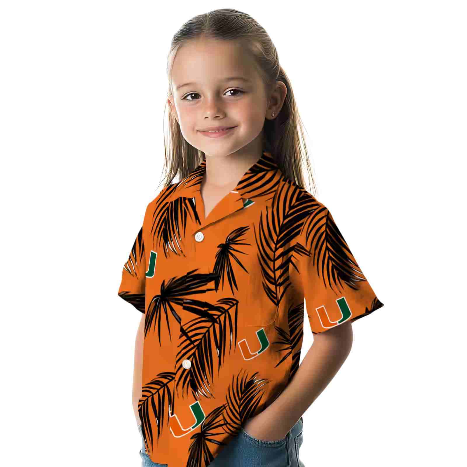 miami hurricanes palm leaf orange hawaiian shirt premium grade