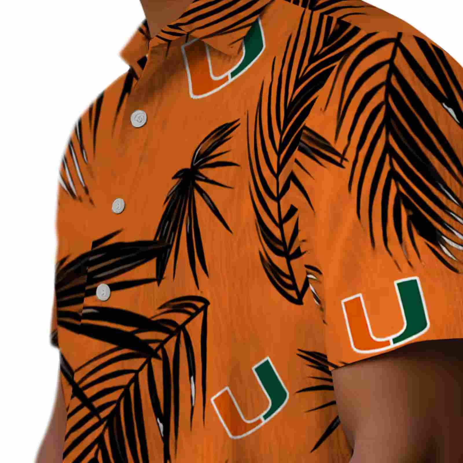 miami hurricanes palm leaf orange hawaiian shirt trendy