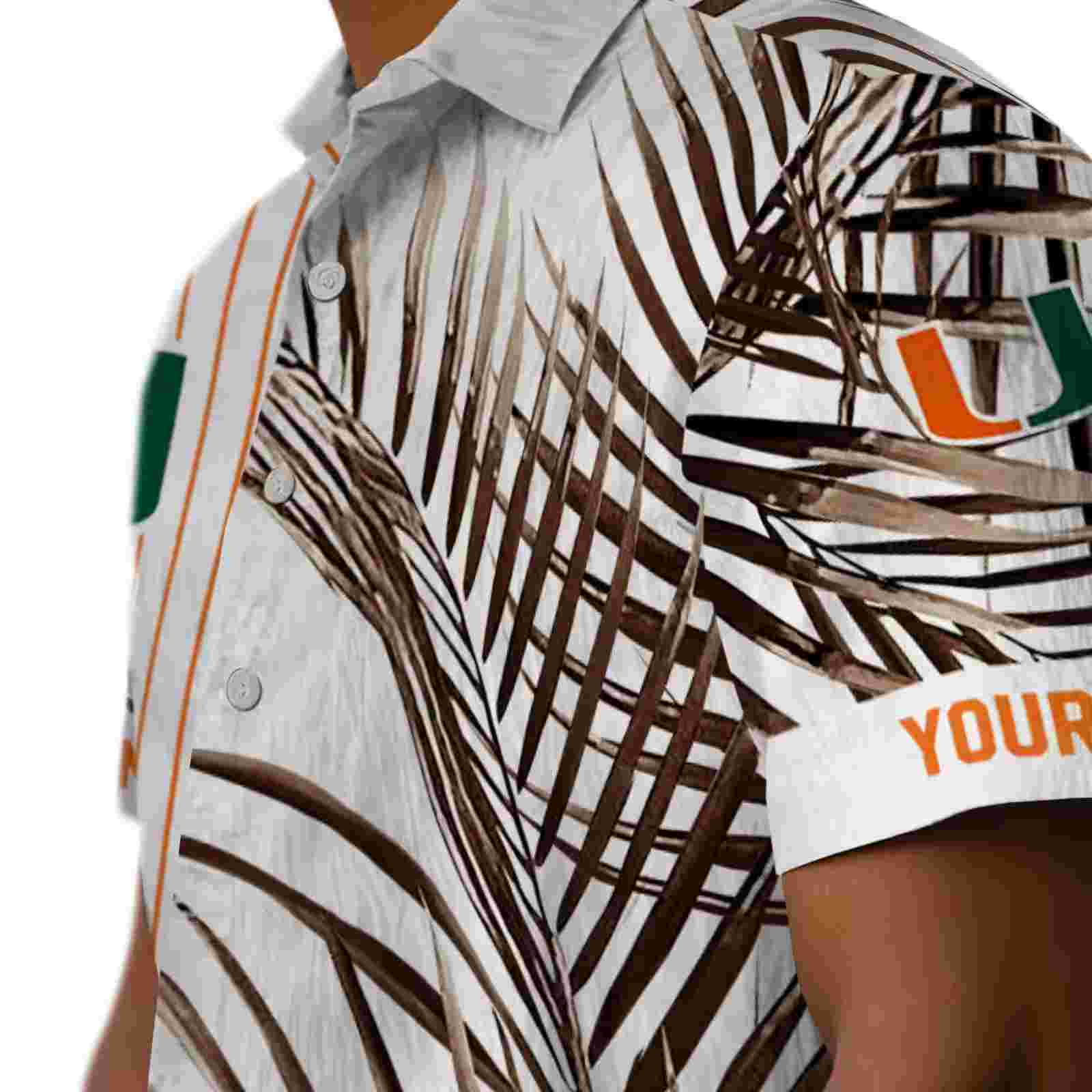 miami hurricanes palm stripes orange black white hawaiian shirt trendy