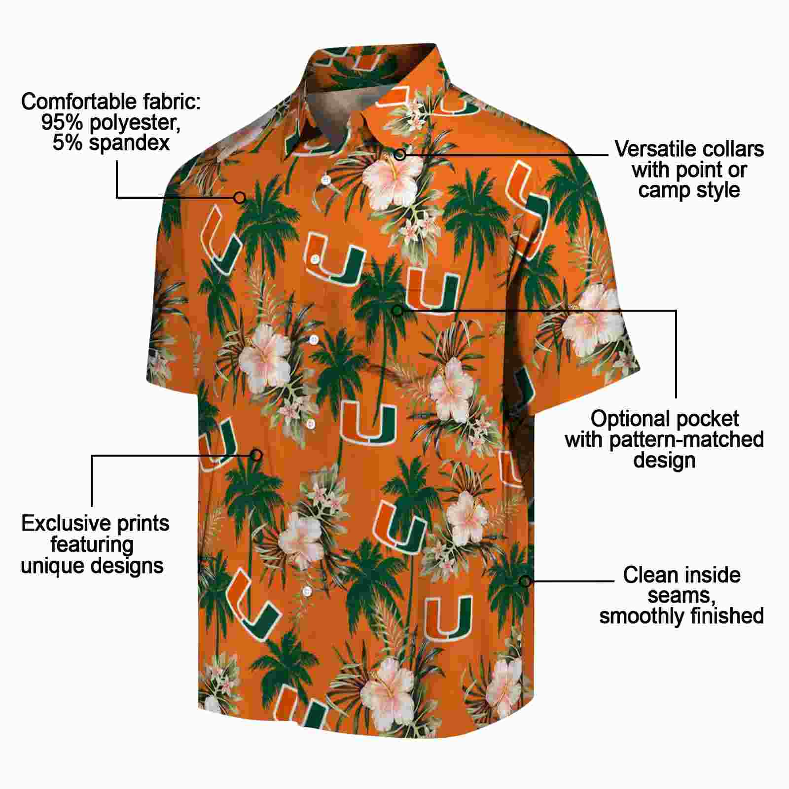 miami hurricanes palm tree flower orange hawaiian shirt new arrival