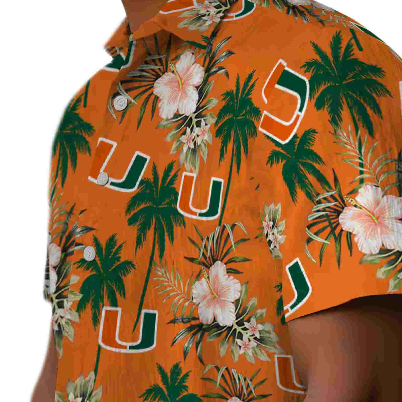 miami hurricanes palm tree flower orange hawaiian shirt trendy