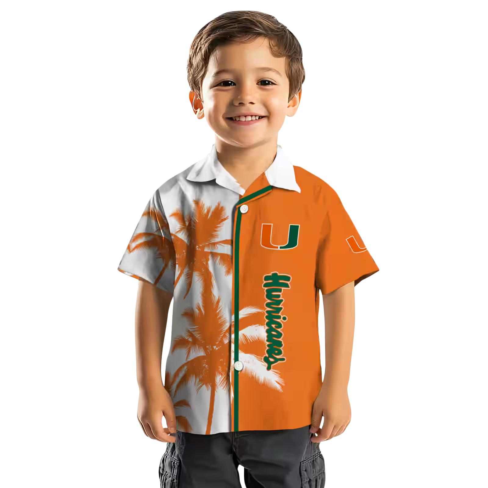 miami hurricanes palm trees orange white hawaiian shirt top rated