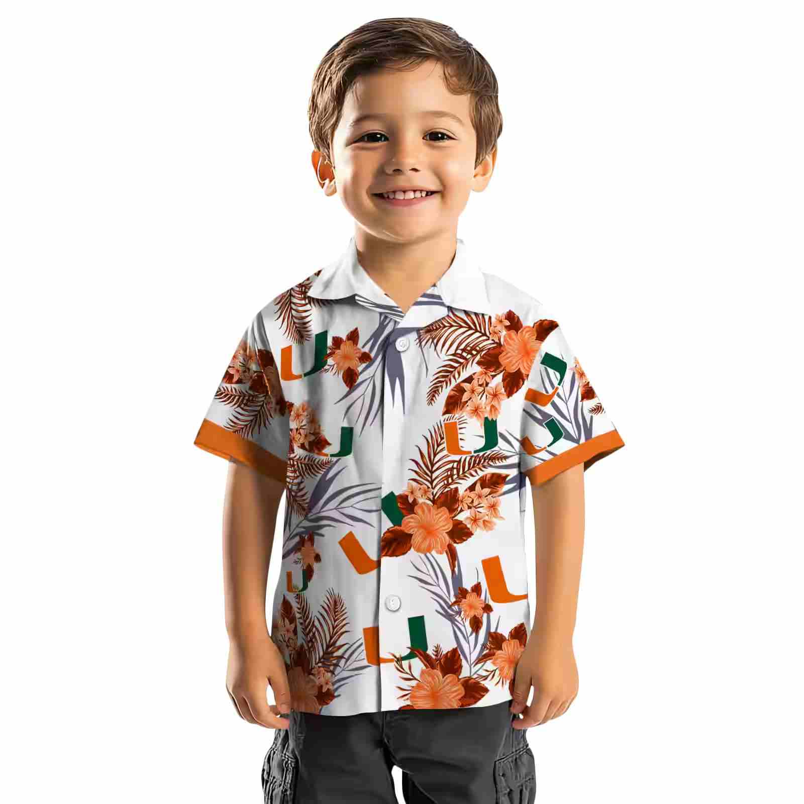 miami hurricanes patriotic hibiscus design orange white hawaiian shirt top rated