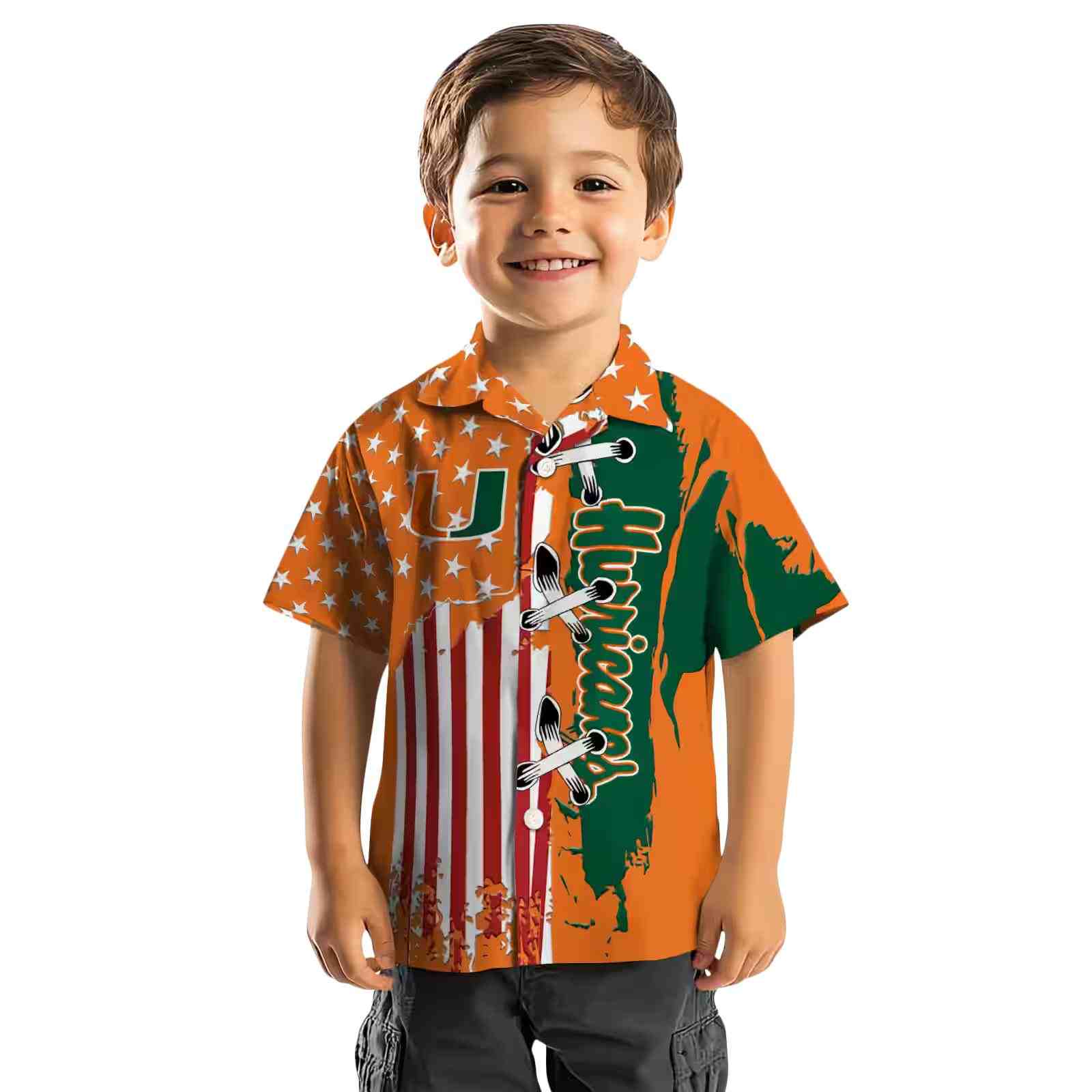 miami hurricanes stitched flag orange hawaiian shirt top rated