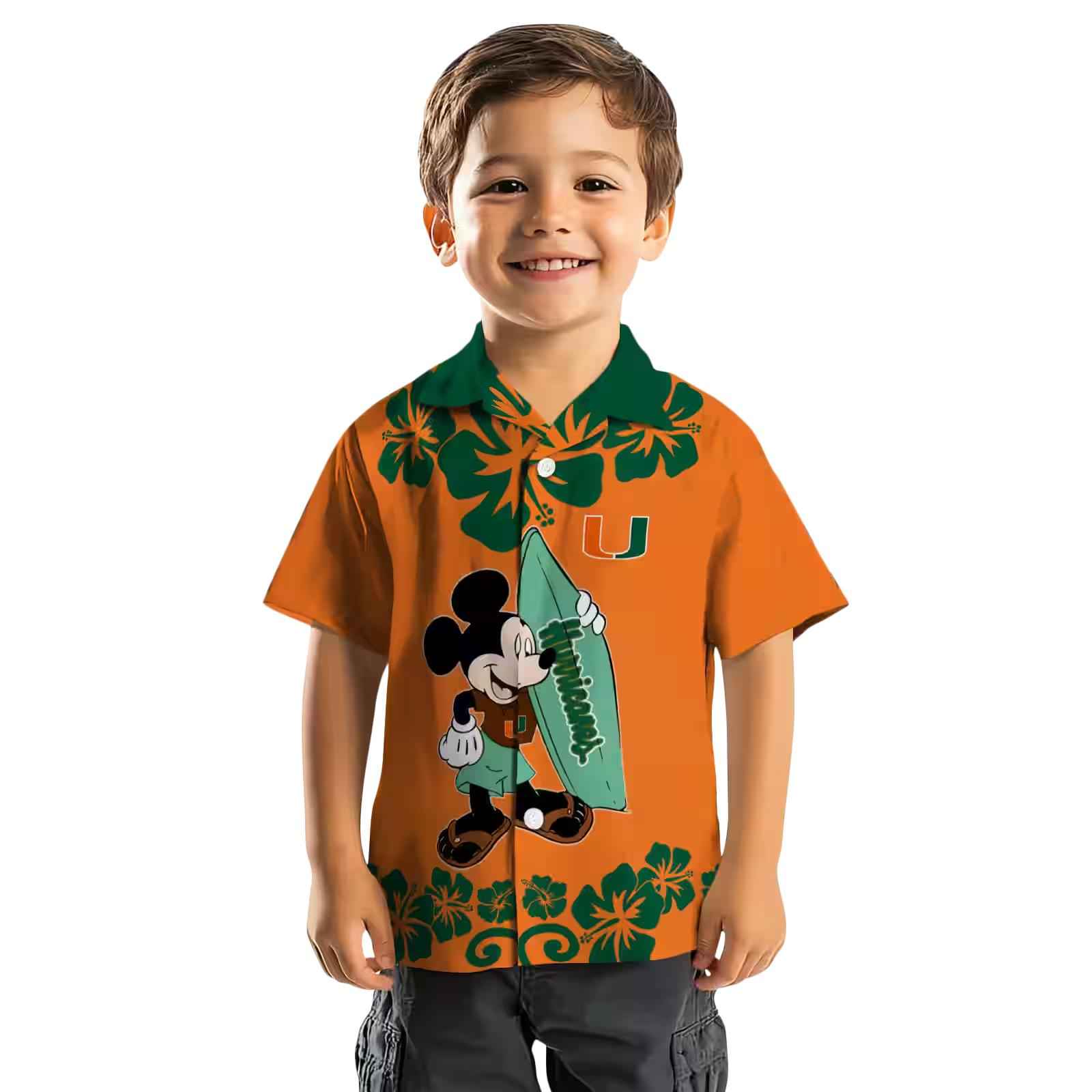 miami hurricanes surfing mickey orange hawaiian shirt top rated