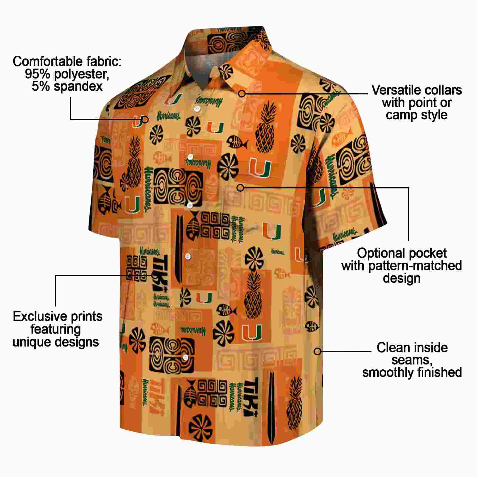 miami hurricanes tribal symbols orange hawaiian shirt new arrival