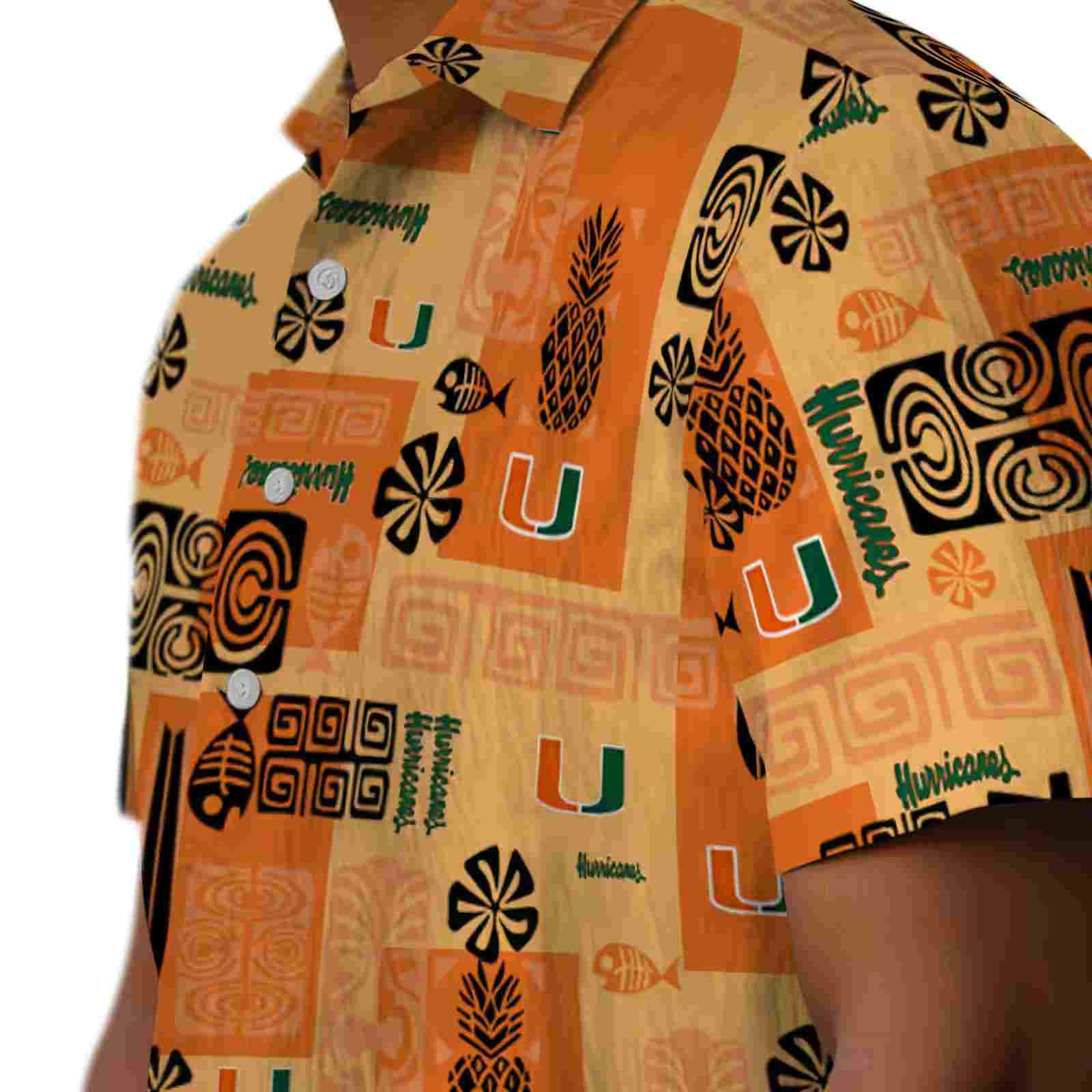 miami hurricanes tribal symbols orange hawaiian shirt trendy