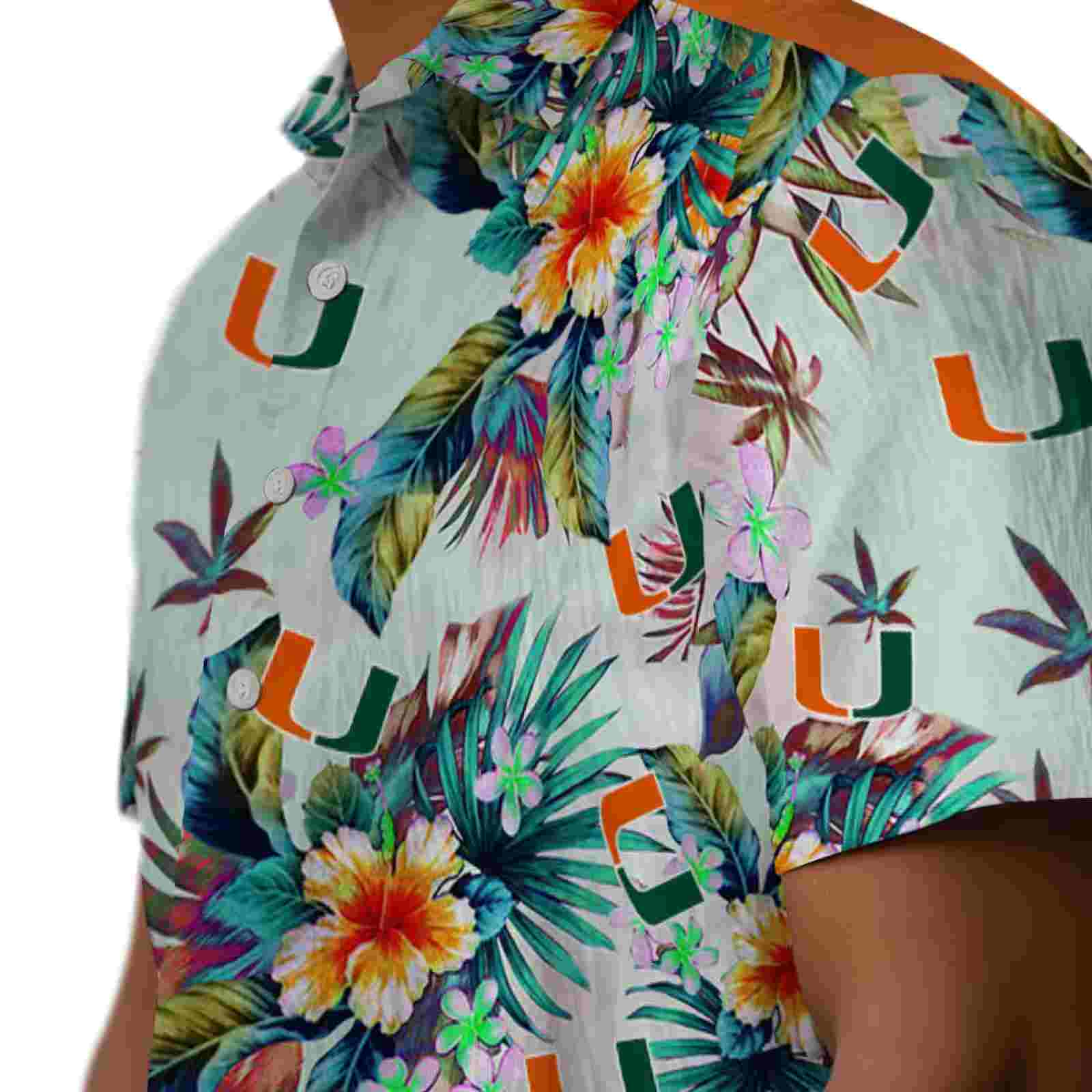 miami hurricanes tropical foliage green hawaiian shirt trendy