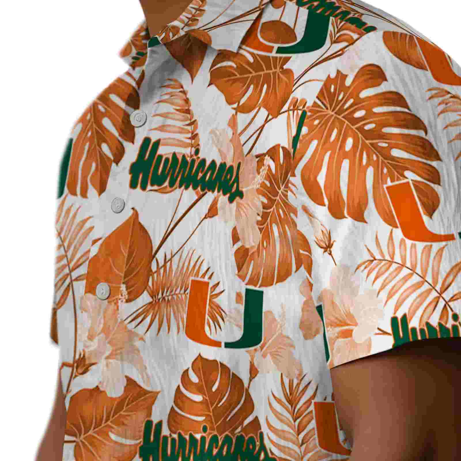 miami hurricanes tropical plants orange white hawaiian shirt trendy