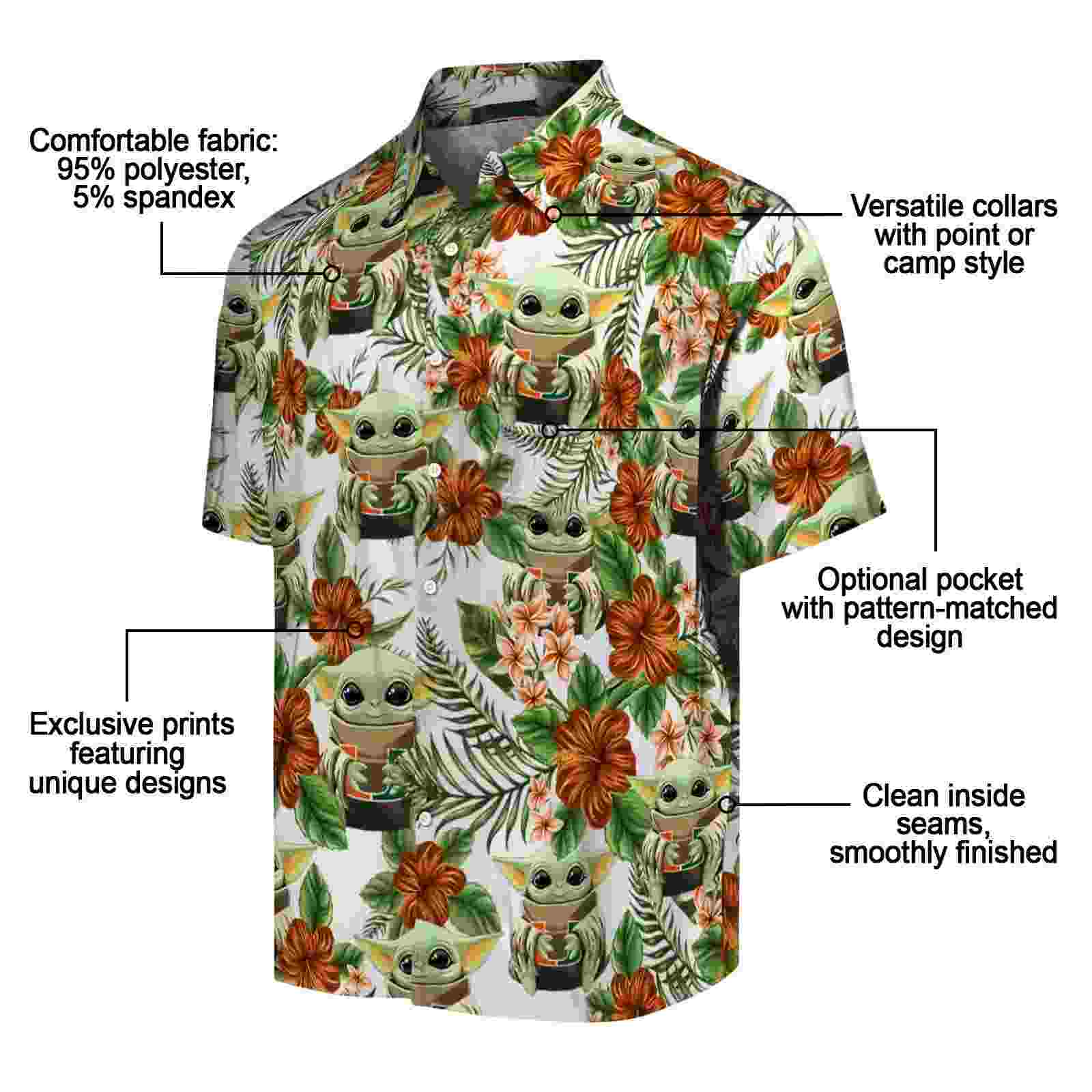 miami hurricanes tropical yoda green hawaiian shirt new arrival