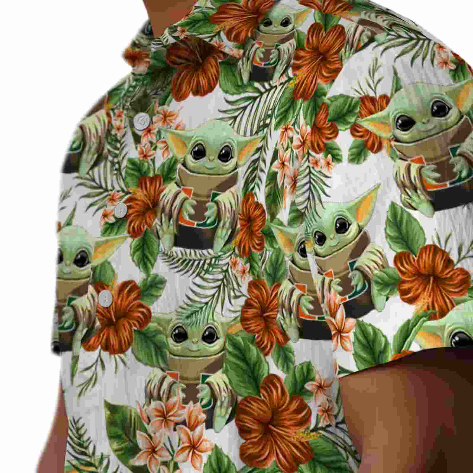 miami hurricanes tropical yoda green hawaiian shirt trendy