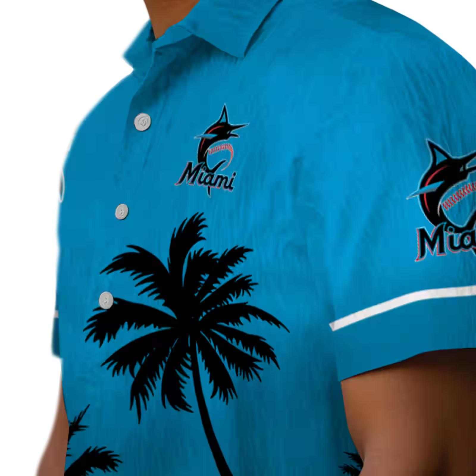 miami marlins beach sunset blue black hawaiian shirt trendy