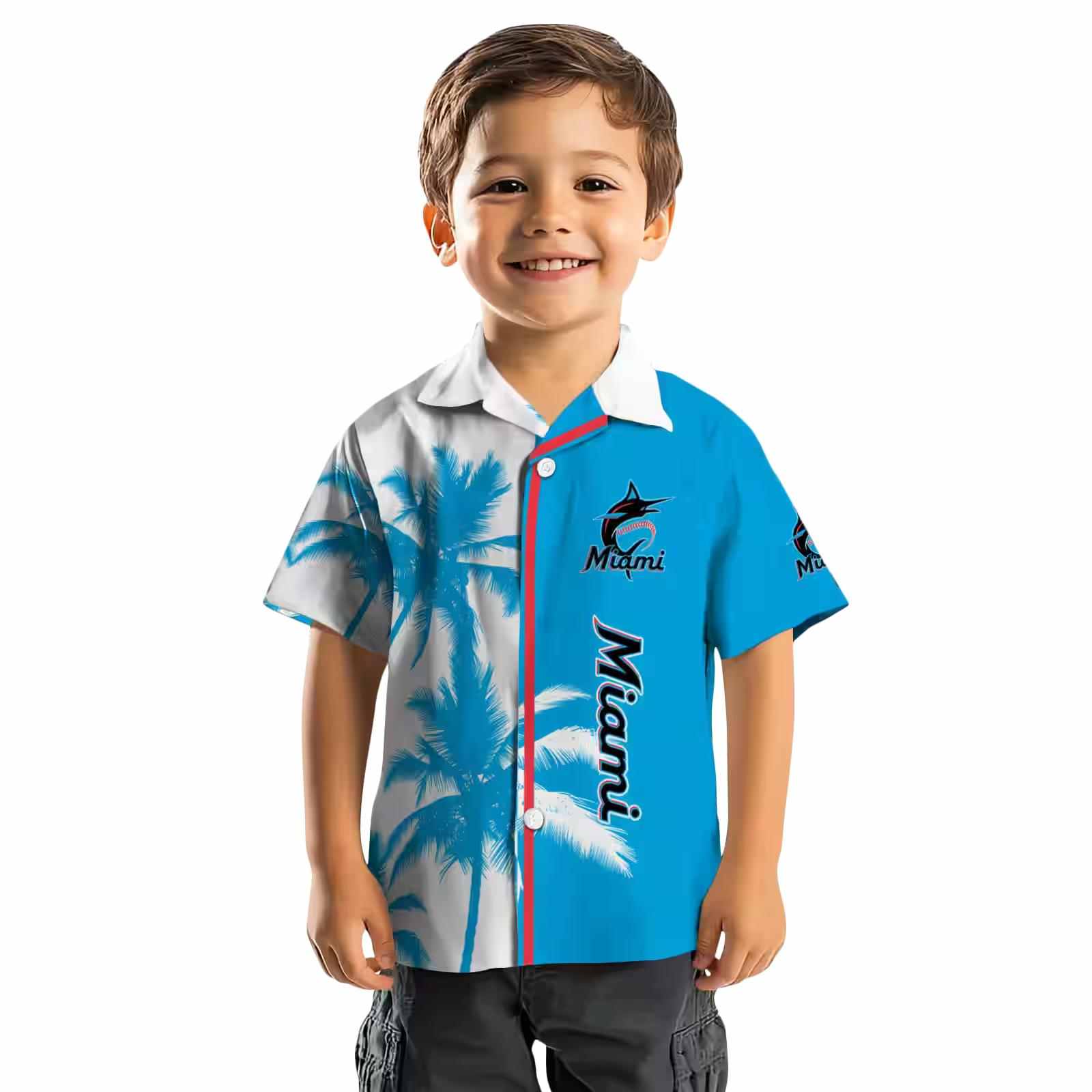 miami marlins palm trees blue white hawaiian shirt top rated