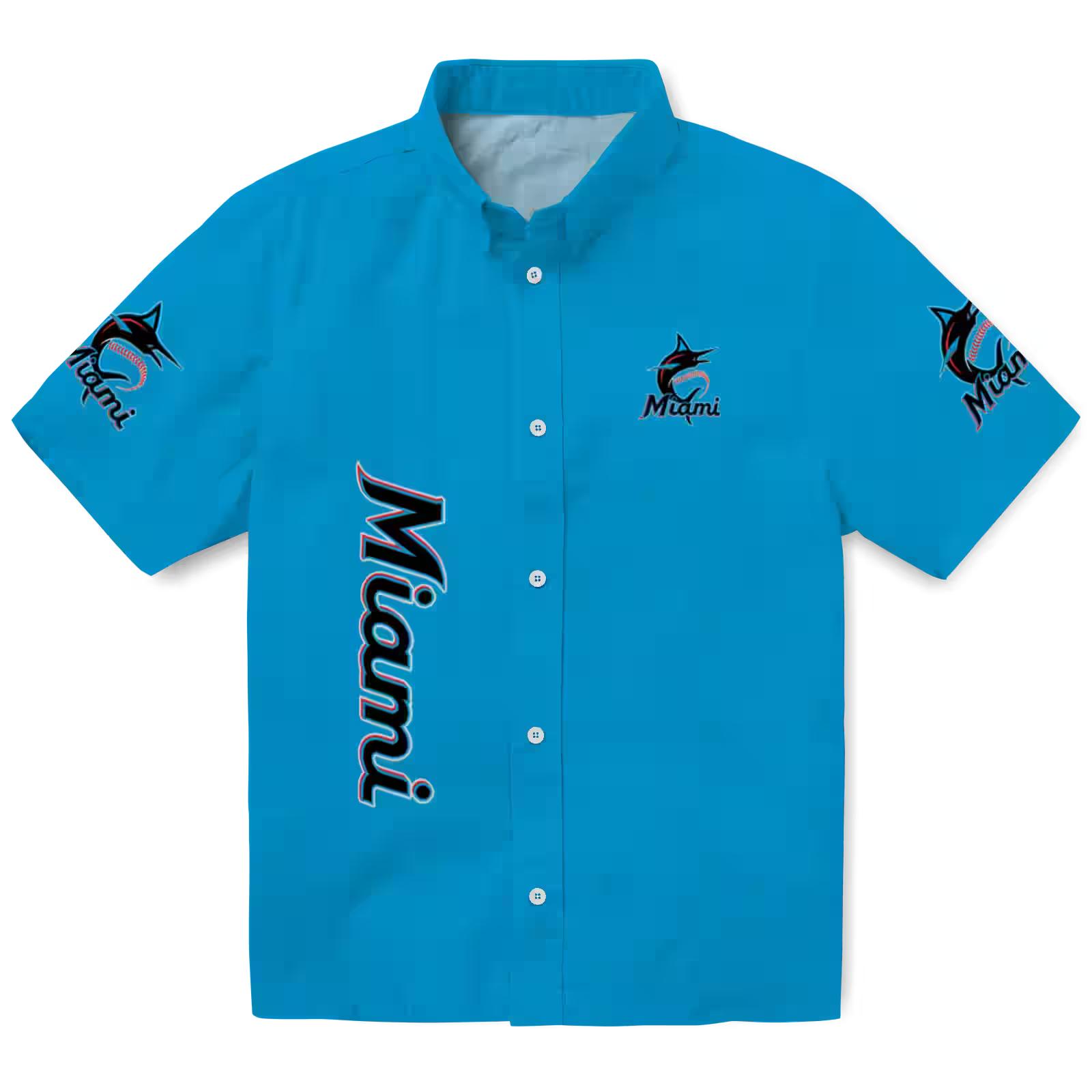 Miami Marlins Stuart Minion Blue Hawaiian Shirt