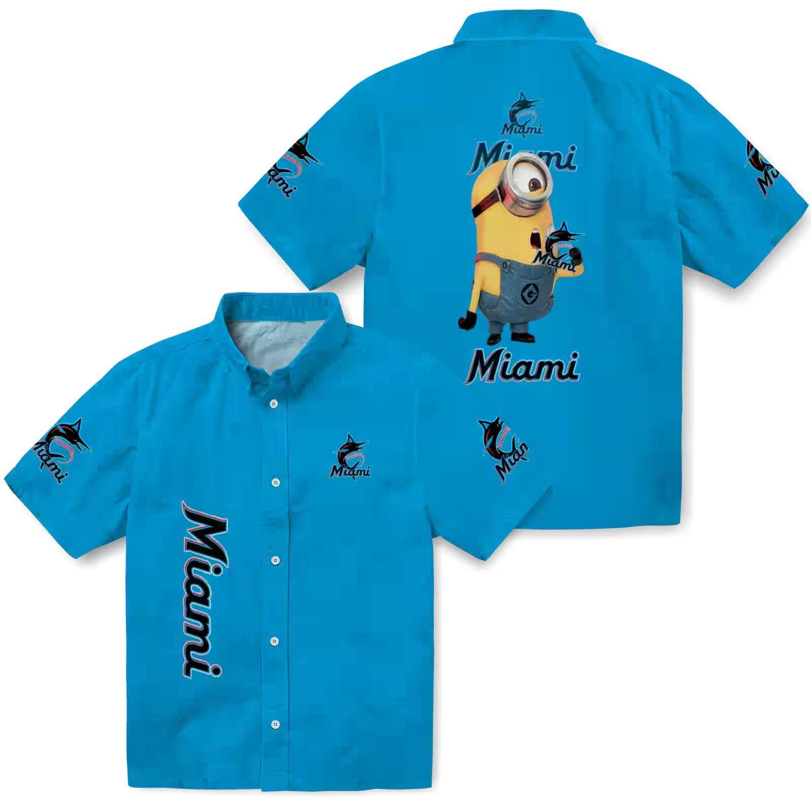 miami marlins stuart minion blue hawaiian shirt high quality