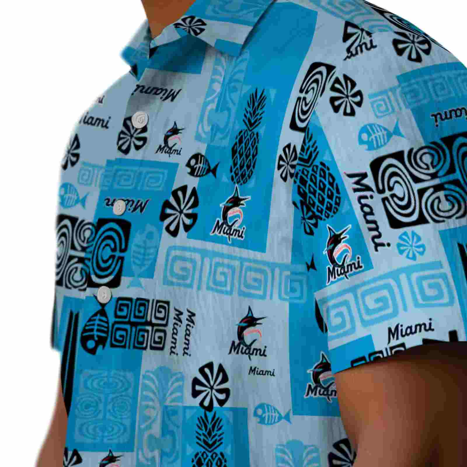 miami marlins tribal symbols blue hawaiian shirt trendy