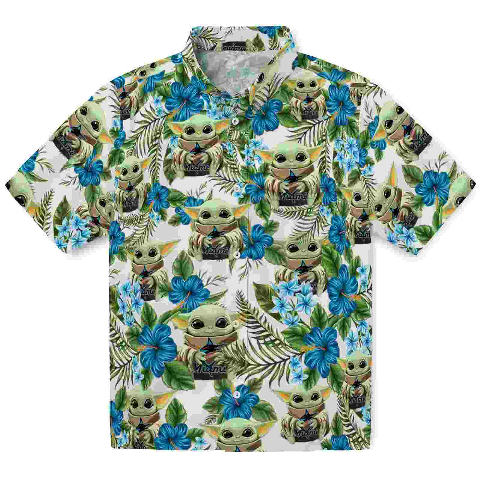 Miami Marlins Tropical Yoda Green Hawaiian Shirt