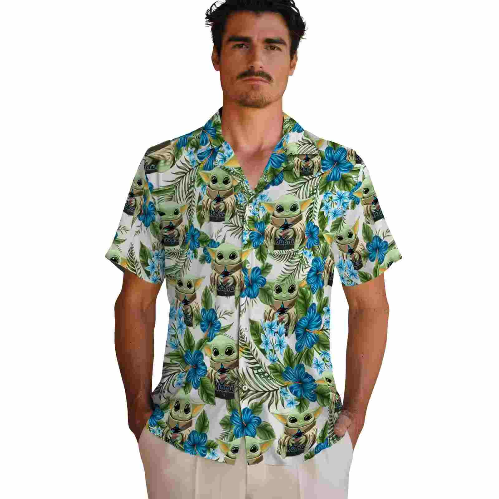 miami marlins tropical yoda green hawaiian shirt fashion forward