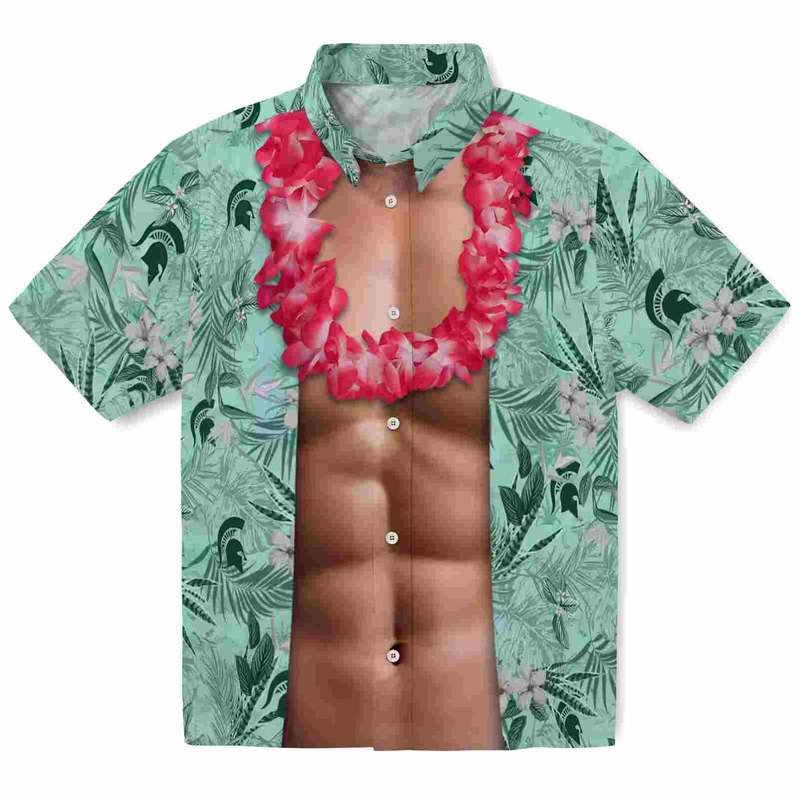 Michigan State Spartans Chest Illusion Green Hawaiian Shirt