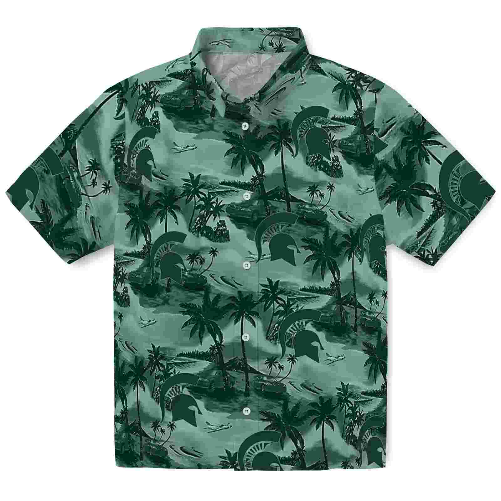 Michigan State Spartans Coastal Palms Green Hawaiian Shirt