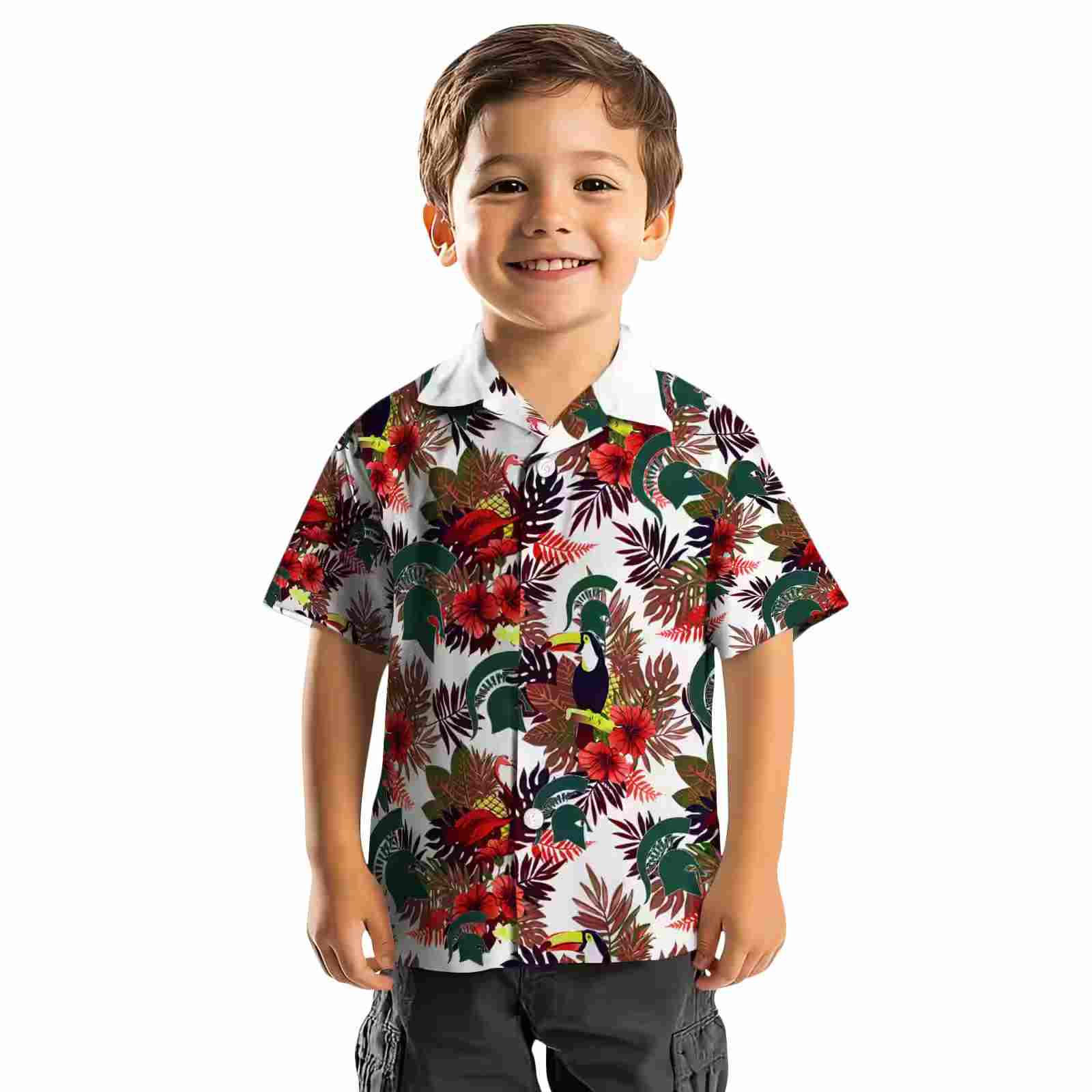 michigan state spartans floral toucan green red hawaiian shirt top rated